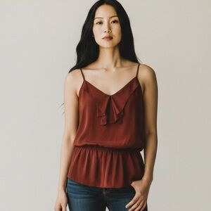 Sweet Rain Rust Ruffle Cami Women’s Medium Boho Flowy